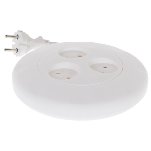 Удлинитель без заземления, 3 розетки, 3 м, 2200 Вт, выключатель, цвет белый