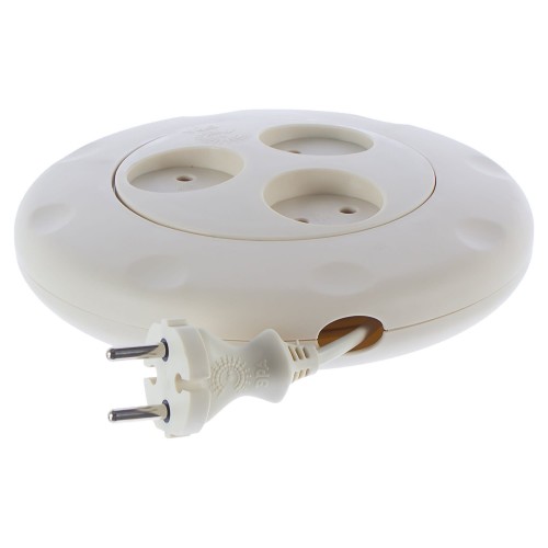 Удлинитель без заземления, 3 розетки, 3 м, 2200 Вт, выключатель, цвет бежевый