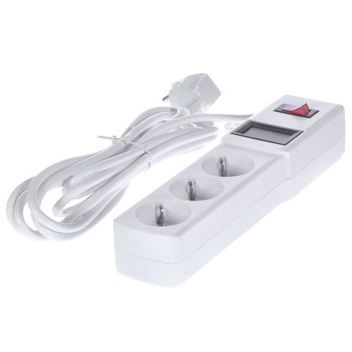 Удлинитель с заземлением и вольтметром 3 розетки 3 м