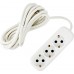 Удлинитель с заземлением для бытовой техники 3 розетки 5 м цвет белый Удлинитель с заземлением для бытовой техники 3 розетки 5 м цвет белый