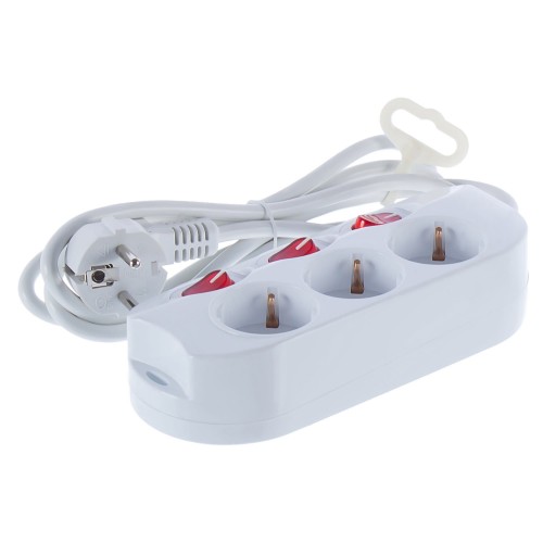 Удлинитель с заземлением Старт для бытовой техники 3 розетки 1.5 м цвет белый, 3500 Вт
