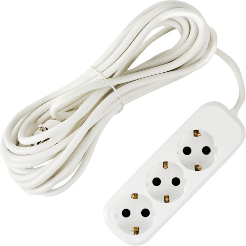 Удлинитель с заземлением для бытовой техники 3 розетки 7 м цвет белый