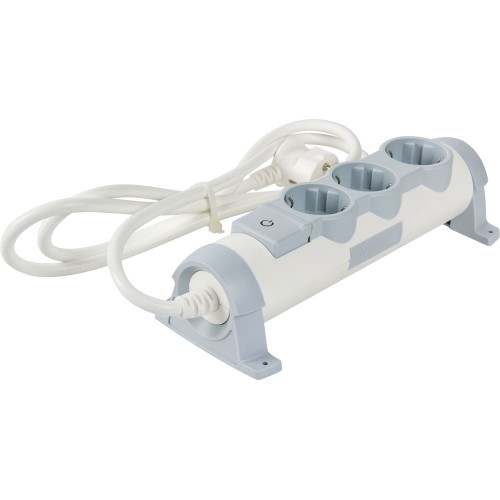 Удлинитель с заземлением для бытовой техники Legrand 3 розетки 1.5 м цвет серый