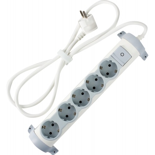 Удлинитель с заземлением для бытовой техники Legrand 5 розеток 1.5 м цвет серый