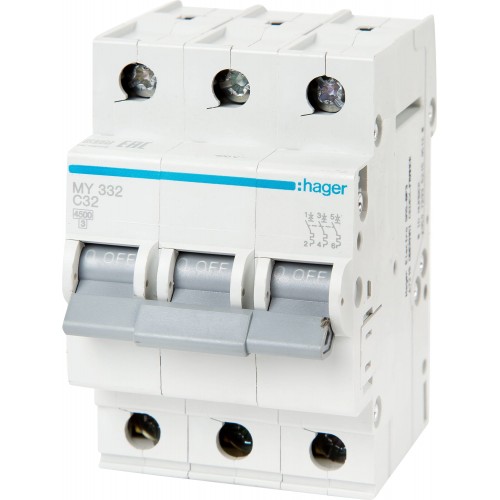 Выключатель автоматический Hager 3 полюса 32 A