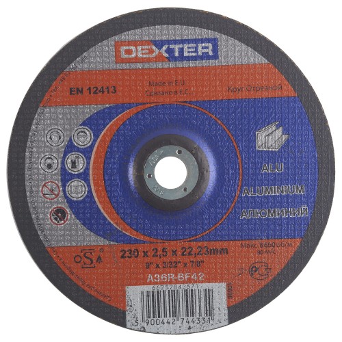 Круг отрезной по алюминию Dexter, тип 41, 230x2.5x22.2 мм