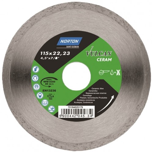 Диск алмазный Norton Ceram со сплошной кромкой 115x22.2 мм