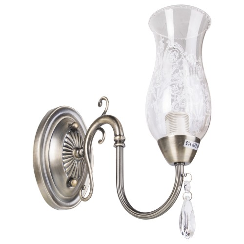 Бра Лирика 1xE14x60 Вт, металл/стекло, цвет бронза