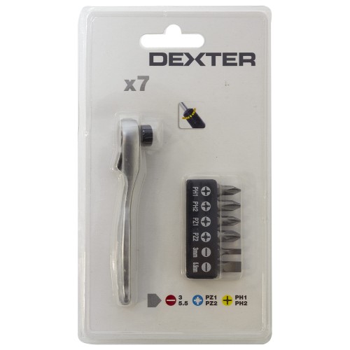Отвёртка со сменными насадками Dexter с трещоткой 6 шт.