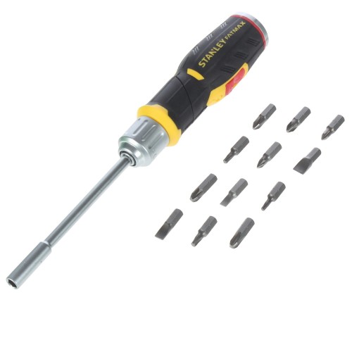 Отвёртка со сменными битами Stanley с храповым механизмом 12 предметов