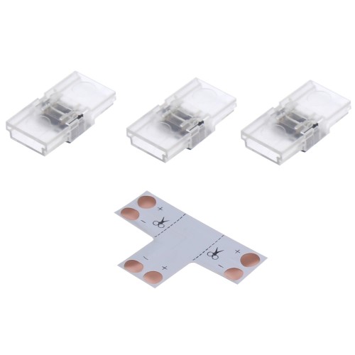 Комплект для светодиодной ленты: Т-образный коннектор, 3 клипсы, 2 разъёма «игла», 8-10 мм, IP20