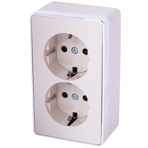 Розетка Gallant двойная с заземлением, цвет слоновая кость