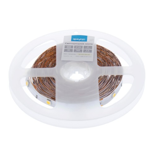 Светодиодная лента smd 5050 7.2Вт/30LED/м свет тёплый белый IP23