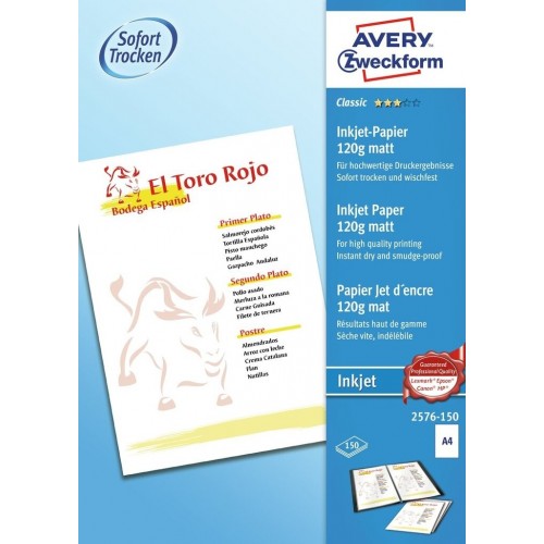 Фотобумага Avery Zweckform 2576-150 A4/120г/м2/150л./белый матовое для струйной печати