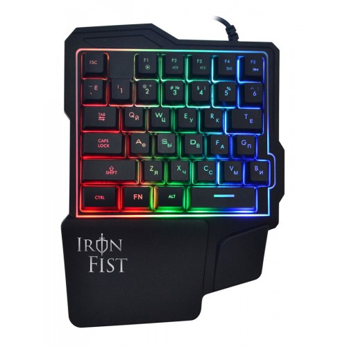 Игровой блок Oklick 701G IRON FIST черный USB for gamer LED (подставка для запястий)