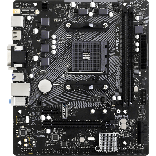 Материнская плата Asrock A520M-HDV Soc-AM4 AMD A520 2xDDR4 mATX AC`97 8ch(7.1) GbLAN RAID+VGA+DVI+HDMI