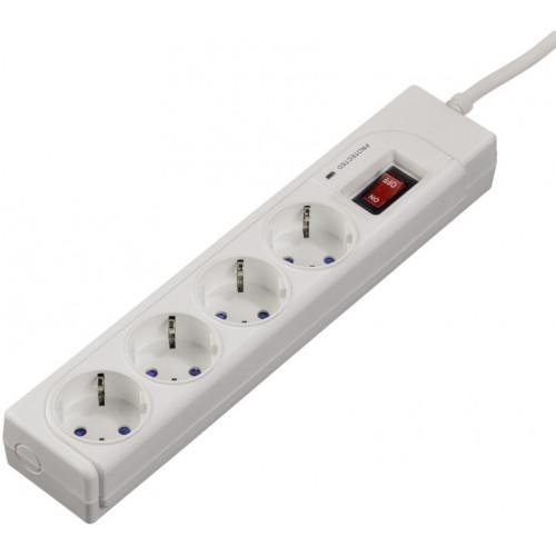 Сетевой удлинитель Hama H-121939 1.5м (4 розетки) белый (пакет ПЭ)