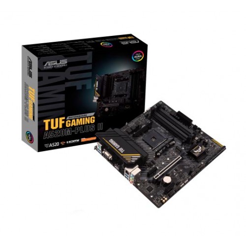 Материнская плата ASUS TUF GAMING A520M-PLUS II, Socket AM4, A520, 4*DDR4,  D-Sub+DVI+HDMI, SATA3 + RAID, Audio, Gb LAN, USB 3.2*7, USB 2.0*5, COM*1 header (w/o cable), mATX ; 90MB14Y0-M0EAY0