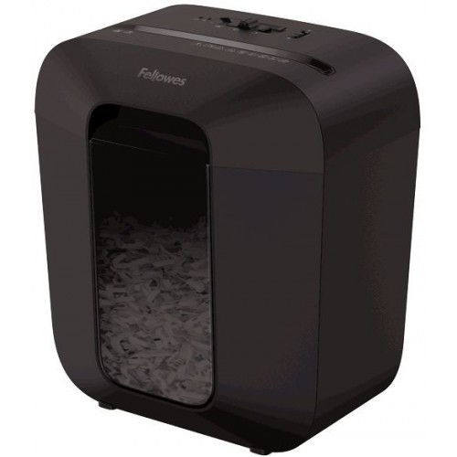 Шредер Fellowes PowerShred LX25 черный (секр.P-4)/перекрестный/6лист./11.5лтр./скрепки/скобы/пл.карты