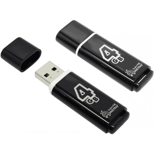 Накопитель USB 2.0 Flash Drive 4Gb Smartbuy Glossy series Black (SB4GBGS-K)