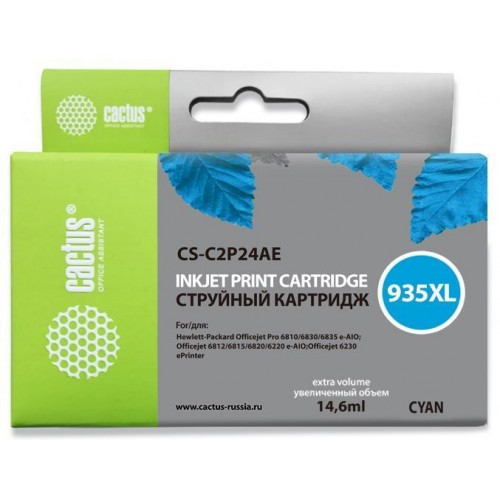 Картридж Cactus CS-C2P24AE, №935XL, голубой / CS-C2P24AE