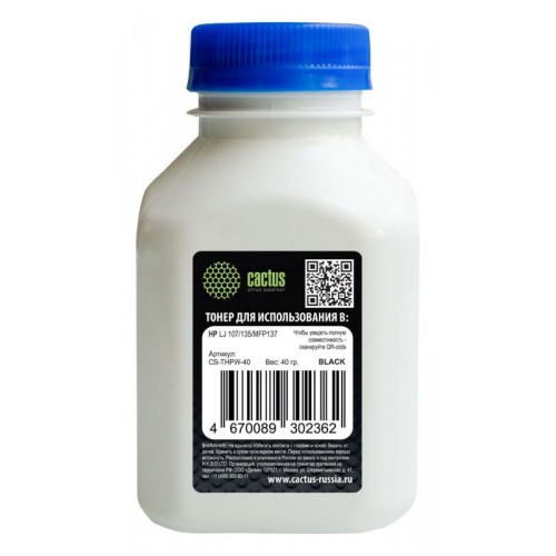 Тонер Cactus CS-THPW-40 черный флакон 40гр. 