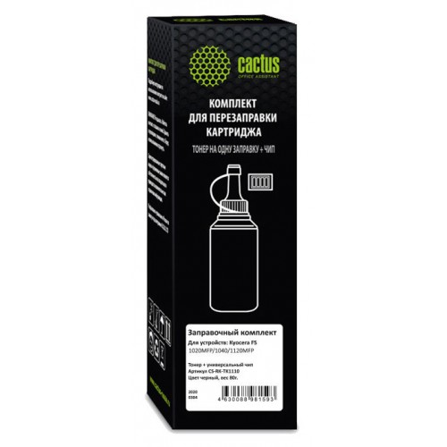 Тонер Cactus CS-RK-TK1110 черный флакон 80гр. (в компл.:чип) для принтера Kyocera FS-1020/1040/1120