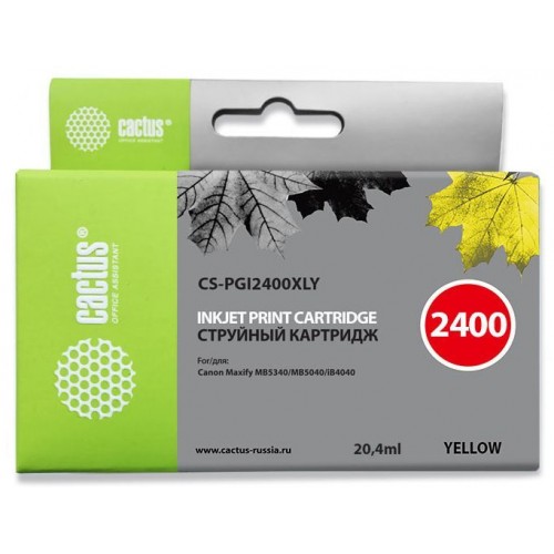 Картридж струйный Cactus CS-PGI2400XLY желтый (20.4мл) 