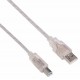 Кабель USB 2.0 Am-Bm BURO USB2.0-AM/BM-3-TRANS 3м, прозрачный (USB2.0-AM/BM-3-TRANS)