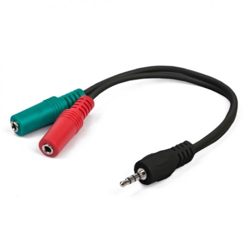 Кабель 3.5мм Jack 4pin(m) - 2x 3.5мм Jack (f) Gembird CCA-417, black