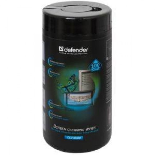 Чистящие салфетки Defender влажные для экранов/оптики CLN30320 в тубе(100шт)