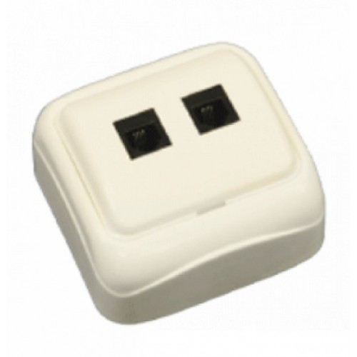 Розетка телефонная (6P4C, 2порта) Rexant (03-0032)