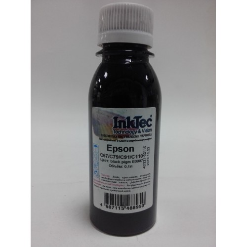 Чернила Epson C67/C79/C91/C110 0.1k (InkTec) Black pigm
