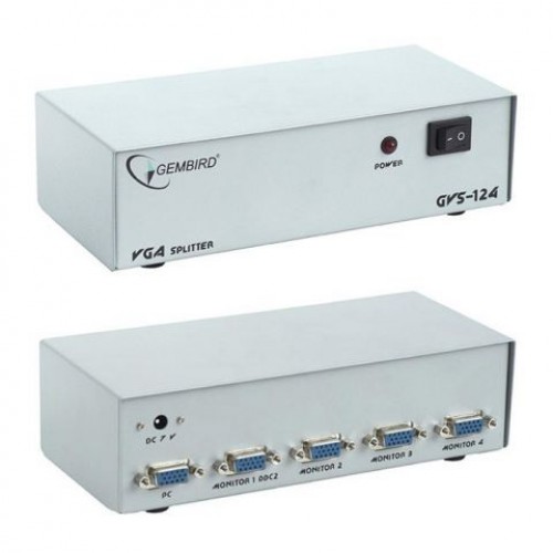Разветвитель VGA Gembird/Cablexpert 1 компьютер-4 монитора, каскадируемый (HD15F/4x15F)