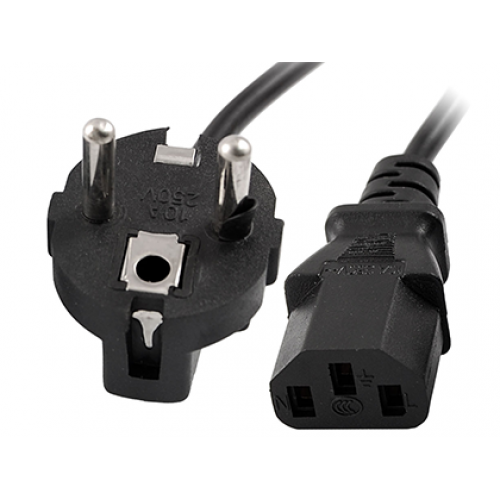 Кабель питания Gembird/Cablexpert PC-186-VDE, 1.8м, Schuko- C13, 10А, черный, с заземлением