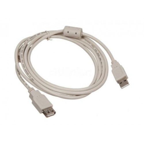 Кабель USB 2.0 Am-Af удлинитель 1.8м, ферритовый фильтр, серый (USB2.0-AM-AF-1.8M-MG)